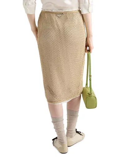 Prada Women's Cotton Mesh Skirt - Pink | Thumbnail 10 Prada Women's Cotton Mesh Skirt - Pink | Thumbnail 10
