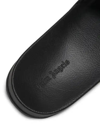 Palm Angels Men's Classic Logo Pool Slides - Black White Sandals | Thumbnail 5 Palm Angels Men's Classic Logo Pool Slides - Black White Sandals | Thumbnail 5