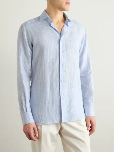 Zegna Oasi Striped Linen Shirt - Men | Thumbnail 3 Zegna Oasi Striped Linen Shirt - Men | Thumbnail 3