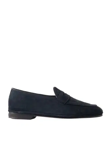Rubinacci Leather-Trimmed Suede Penny Loafers - Men | Thumbnail 1 Rubinacci Leather-Trimmed Suede Penny Loafers - Men | Thumbnail 1