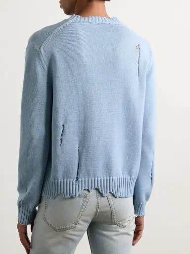 Alexander McQueen Distressed Cotton Sweater - Men | Thumbnail 3 Alexander McQueen Distressed Cotton Sweater - Men | Thumbnail 3
