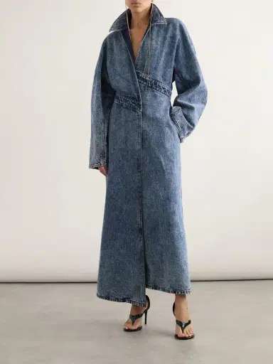 Alaïa Spiral Asymmetric Denim Coat | Thumbnail 2 Alaïa Spiral Asymmetric Denim Coat | Thumbnail 2