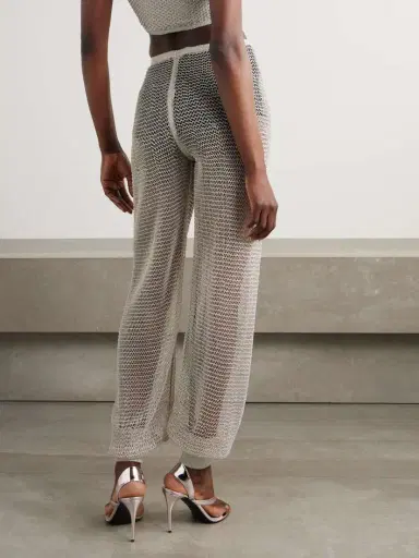 Alaïa Metallic Open-knit Wide-leg Pants | Thumbnail 4 Alaïa Metallic Open-knit Wide-leg Pants | Thumbnail 4