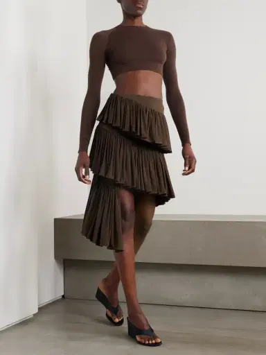 Alaïa Tiered Asymmetric Jersey Mini Skirt | Thumbnail 2 Alaïa Tiered Asymmetric Jersey Mini Skirt | Thumbnail 2
