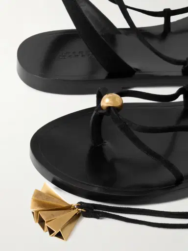 Isabel Marant Azzi Embellished Tie-detailed Suede Sandals | Thumbnail 4 Isabel Marant Azzi Embellished Tie-detailed Suede Sandals | Thumbnail 4