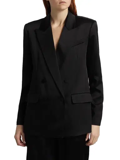 Simkhai Women's Norah Satin Double-Breasted Blazer - Black - Size 14 | Thumbnail 3 Simkhai Women's Norah Satin Double-Breasted Blazer - Black - Size 14 | Thumbnail 3