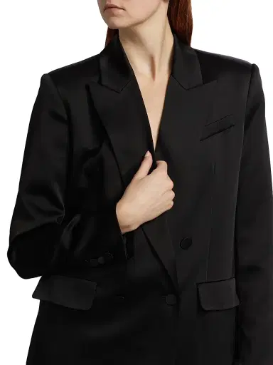Simkhai Women's Norah Satin Double-Breasted Blazer - Black - Size 14 | Thumbnail 6 Simkhai Women's Norah Satin Double-Breasted Blazer - Black - Size 14 | Thumbnail 6