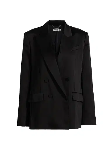Simkhai Women's Norah Satin Double-Breasted Blazer - Black - Size 14 | Thumbnail 1 Simkhai Women's Norah Satin Double-Breasted Blazer - Black - Size 14 | Thumbnail 1