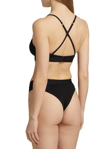 MOSCHINO Women's Logo Triangle Bikini Top - Black - Size Medium | Thumbnail 4 MOSCHINO Women's Logo Triangle Bikini Top - Black - Size Medium | Thumbnail 4