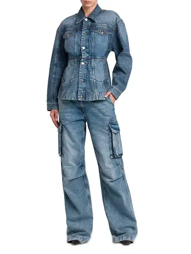 Stella McCartney Women's Vintage Wash Mid-Rise Cargo Flared Jeans - Vintage Blue Denim | Thumbnail 2 Stella McCartney Women's Vintage Wash Mid-Rise Cargo Flared Jeans - Vintage Blue Denim | Thumbnail 2