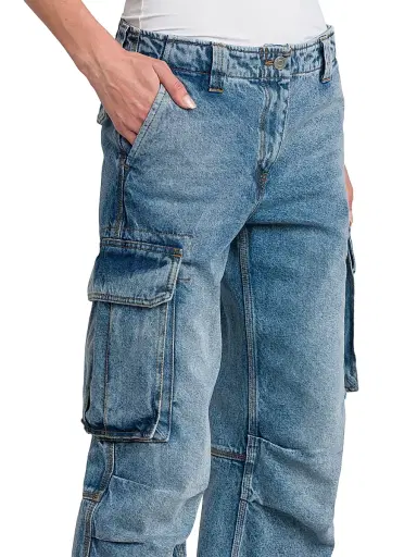 Stella McCartney Women's Vintage Wash Mid-Rise Cargo Flared Jeans - Vintage Blue Denim | Thumbnail 6 Stella McCartney Women's Vintage Wash Mid-Rise Cargo Flared Jeans - Vintage Blue Denim | Thumbnail 6