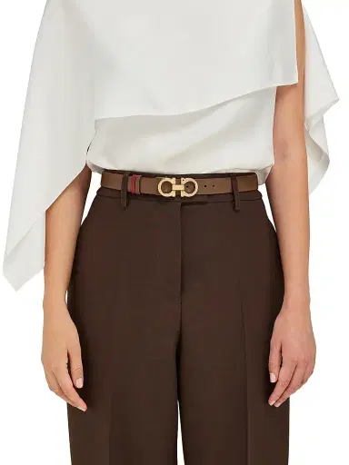 FERRAGAMO Women's Gancini Reversible Cut-To-Size Leather Belt - Clay | Thumbnail 2 FERRAGAMO Women's Gancini Reversible Cut-To-Size Leather Belt - Clay | Thumbnail 2