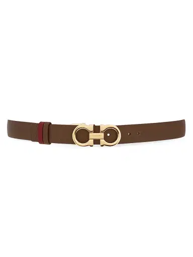 FERRAGAMO Women's Gancini Reversible Cut-To-Size Leather Belt - Clay | Thumbnail 3 FERRAGAMO Women's Gancini Reversible Cut-To-Size Leather Belt - Clay | Thumbnail 3