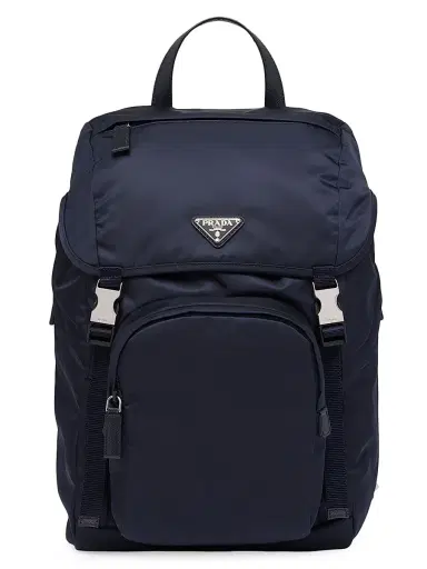 Prada Men's Re-Nylon and Saffiano Leather Backpack - Blue | Thumbnail 1 Prada Men's Re-Nylon and Saffiano Leather Backpack - Blue | Thumbnail 1