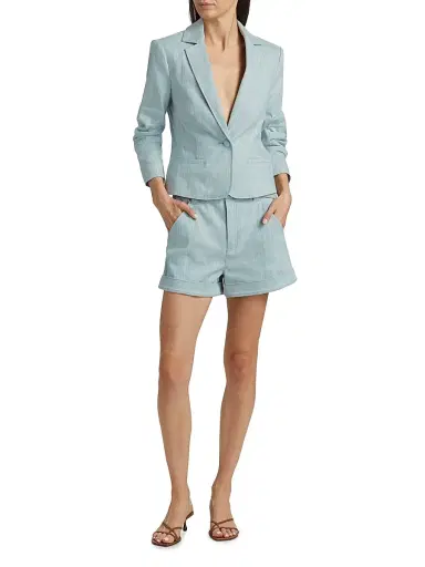 Cinq à Sept Women's Aldi Belted Melangé Shorts - Kettle Pond White | Thumbnail 2 Cinq à Sept Women's Aldi Belted Melangé Shorts - Kettle Pond White | Thumbnail 2