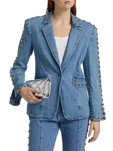 Cinq à Sept Women's Milly Studded Denim Jacket - Blue Haze | Thumbnail 3 Cinq à Sept Women's Milly Studded Denim Jacket - Blue Haze | Thumbnail 3