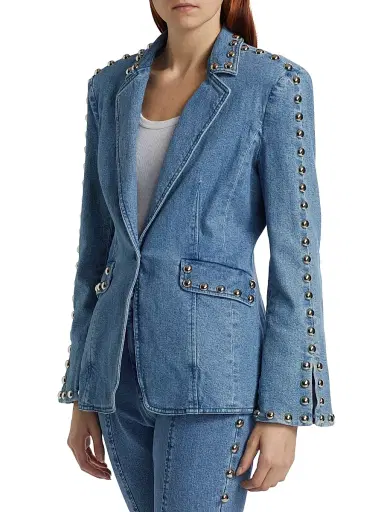 Cinq à Sept Women's Milly Studded Denim Jacket - Blue Haze | Thumbnail 4 Cinq à Sept Women's Milly Studded Denim Jacket - Blue Haze | Thumbnail 4