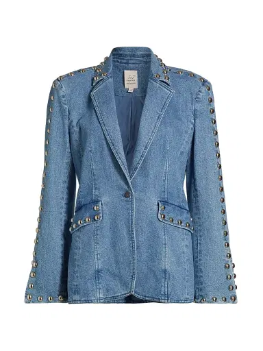 Cinq à Sept Women's Milly Studded Denim Jacket - Blue Haze | Thumbnail 1 Cinq à Sept Women's Milly Studded Denim Jacket - Blue Haze | Thumbnail 1