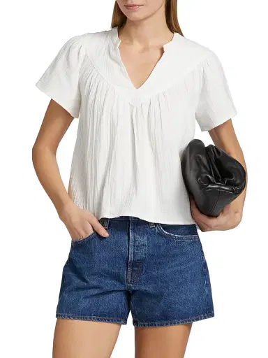 Rails Women's Sayer Double Gauze Cotton Top - White | Thumbnail 3 Rails Women's Sayer Double Gauze Cotton Top - White | Thumbnail 3