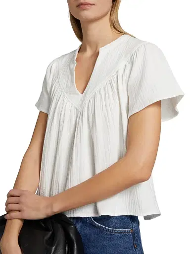 Rails Women's Sayer Double Gauze Cotton Top - White | Thumbnail 6 Rails Women's Sayer Double Gauze Cotton Top - White | Thumbnail 6