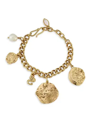 Mignonne Gavigan Women's Carmen 14K-Gold-Plated & Cultured Freshwater Pearl Charm Bracelet - Antique Gold | Thumbnail 1 Mignonne Gavigan Women's Carmen 14K-Gold-Plated & Cultured Freshwater Pearl Charm Bracelet - Antique Gold | Thumbnail 1