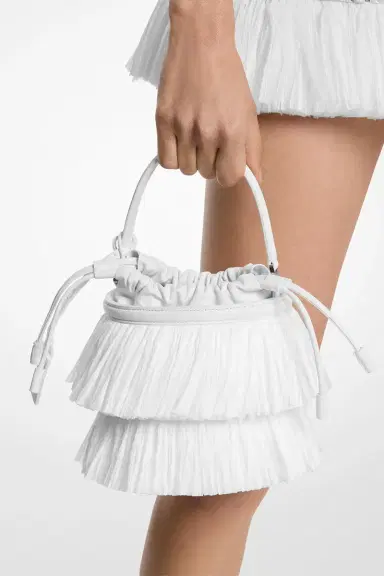 Michael Kors Collection Mini Ischia Bucket Bag - Optic White | Thumbnail 2 Michael Kors Collection Mini Ischia Bucket Bag - Optic White | Thumbnail 2