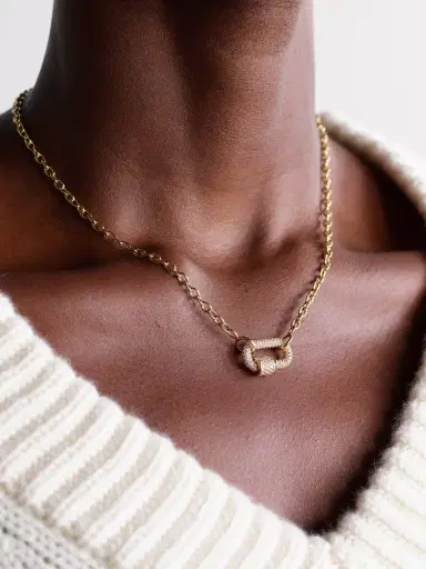 Marla Aaron Allstone Chubby Babylock + Pulley Chain 14-karat Gold Diamond Necklace | Thumbnail 2 Marla Aaron Allstone Chubby Babylock + Pulley Chain 14-karat Gold Diamond Necklace | Thumbnail 2