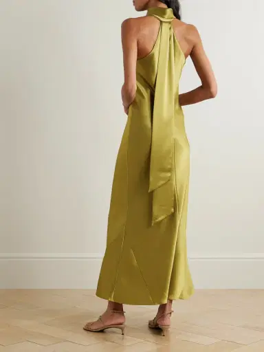 Galvan Pandora Satin Halterneck Midi Dress | Thumbnail 3 Galvan Pandora Satin Halterneck Midi Dress | Thumbnail 3