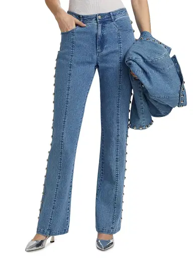Cinq à Sept Women's Shailene Studded Flare Jeans - Blue Haze | Thumbnail 3 Cinq à Sept Women's Shailene Studded Flare Jeans - Blue Haze | Thumbnail 3