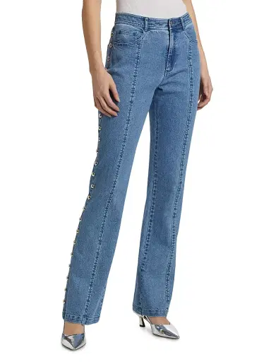 Cinq à Sept Women's Shailene Studded Flare Jeans - Blue Haze | Thumbnail 4 Cinq à Sept Women's Shailene Studded Flare Jeans - Blue Haze | Thumbnail 4