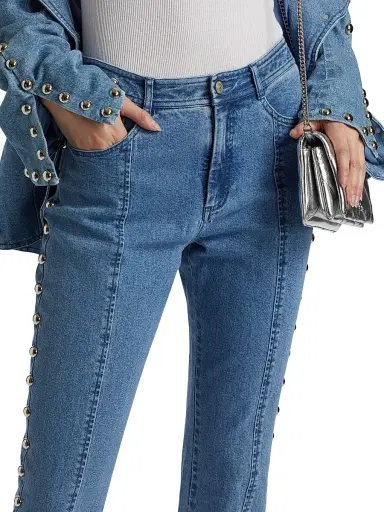 Cinq à Sept Women's Shailene Studded Flare Jeans - Blue Haze | Thumbnail 6 Cinq à Sept Women's Shailene Studded Flare Jeans - Blue Haze | Thumbnail 6