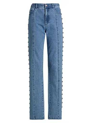 Cinq à Sept Women's Shailene Studded Flare Jeans - Blue Haze | Thumbnail 1 Cinq à Sept Women's Shailene Studded Flare Jeans - Blue Haze | Thumbnail 1