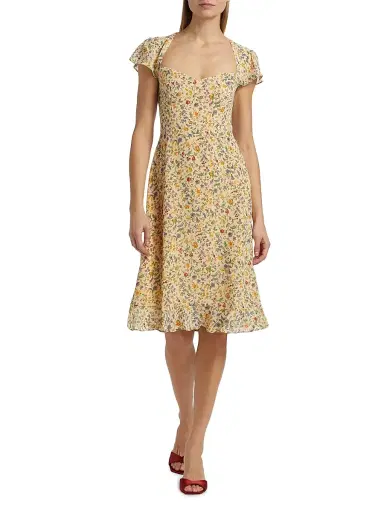 Reformation Women's Rosi Floral Print Knee-Length Dress | Thumbnail 2 Reformation Women's Rosi Floral Print Knee-Length Dress | Thumbnail 2
