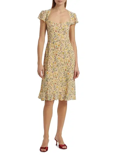 Reformation Women's Rosi Floral Print Knee-Length Dress | Thumbnail 3 Reformation Women's Rosi Floral Print Knee-Length Dress | Thumbnail 3