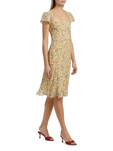Reformation Women's Rosi Floral Print Knee-Length Dress | Thumbnail 4 Reformation Women's Rosi Floral Print Knee-Length Dress | Thumbnail 4
