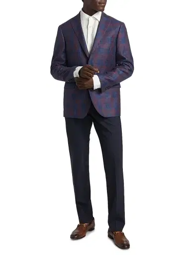 Saks Fifth Avenue Men's COLLECTION Plaid Wool, Silk & Linen Blazer - Red - Size 38 | Thumbnail 2 Saks Fifth Avenue Men's COLLECTION Plaid Wool, Silk & Linen Blazer - Red - Size 38 | Thumbnail 2