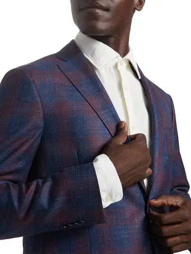 Saks Fifth Avenue Men's COLLECTION Plaid Wool, Silk & Linen Blazer - Red - Size 38 | Thumbnail 6 Saks Fifth Avenue Men's COLLECTION Plaid Wool, Silk & Linen Blazer - Red - Size 38 | Thumbnail 6