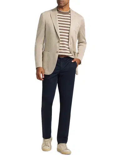 Saks Fifth Avenue Men's COLLECTION Wool & Silk Jersey Blazer - Cream - Size 48 | Thumbnail 2 Saks Fifth Avenue Men's COLLECTION Wool & Silk Jersey Blazer - Cream - Size 48 | Thumbnail 2