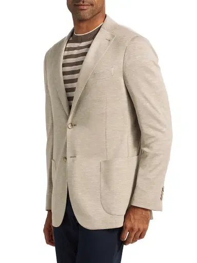 Saks Fifth Avenue Men's COLLECTION Wool & Silk Jersey Blazer - Cream - Size 48 | Thumbnail 4 Saks Fifth Avenue Men's COLLECTION Wool & Silk Jersey Blazer - Cream - Size 48 | Thumbnail 4