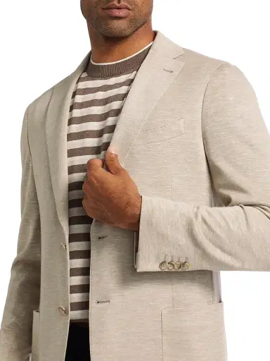 Saks Fifth Avenue Men's COLLECTION Wool & Silk Jersey Blazer - Cream - Size 48 | Thumbnail 6 Saks Fifth Avenue Men's COLLECTION Wool & Silk Jersey Blazer - Cream - Size 48 | Thumbnail 6