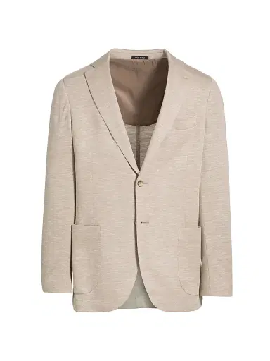 Saks Fifth Avenue Men's COLLECTION Wool & Silk Jersey Blazer - Cream - Size 48 | Thumbnail 1 Saks Fifth Avenue Men's COLLECTION Wool & Silk Jersey Blazer - Cream - Size 48 | Thumbnail 1