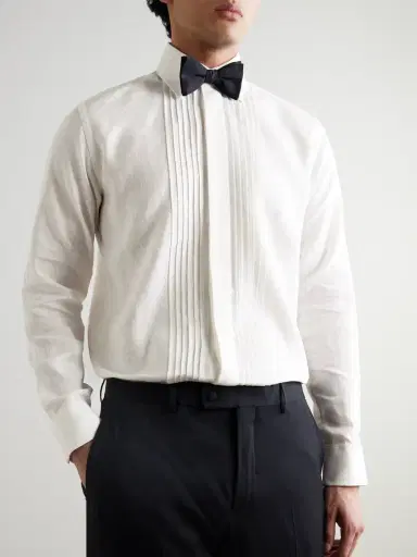 Favourbrook Pintucked Linen Tuxedo Shirt - Men | Thumbnail 2 Favourbrook Pintucked Linen Tuxedo Shirt - Men | Thumbnail 2