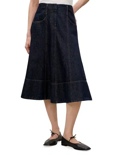 Rebecca Taylor Women's Gabrielle Denim Midi-Skirt - Deep Sea Wash | Thumbnail 3 Rebecca Taylor Women's Gabrielle Denim Midi-Skirt - Deep Sea Wash | Thumbnail 3