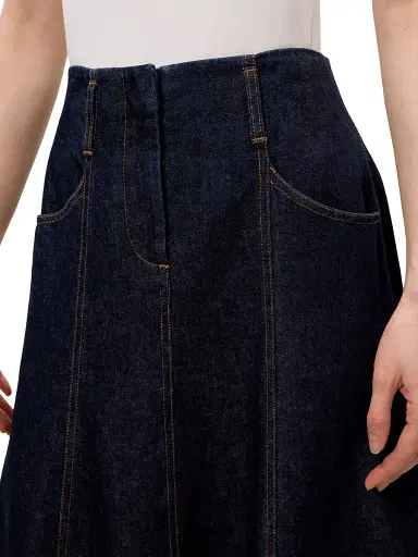 Rebecca Taylor Women's Gabrielle Denim Midi-Skirt - Deep Sea Wash | Thumbnail 6 Rebecca Taylor Women's Gabrielle Denim Midi-Skirt - Deep Sea Wash | Thumbnail 6