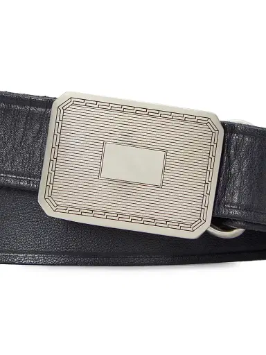 Polo Ralph Lauren Men's Engine Turn Leather Belt - Black | Thumbnail 2 Polo Ralph Lauren Men's Engine Turn Leather Belt - Black | Thumbnail 2