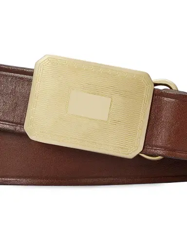 Polo Ralph Lauren Men's Engine Turn Leather Belt - Brown | Thumbnail 2 Polo Ralph Lauren Men's Engine Turn Leather Belt - Brown | Thumbnail 2