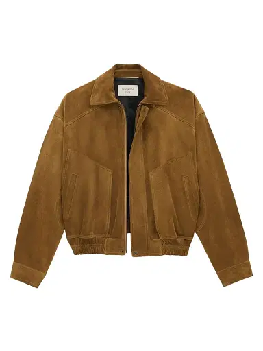Saint Laurent Women's Bomber Jacket in Suede - Brun | Thumbnail 2 Saint Laurent Women's Bomber Jacket in Suede - Brun | Thumbnail 2