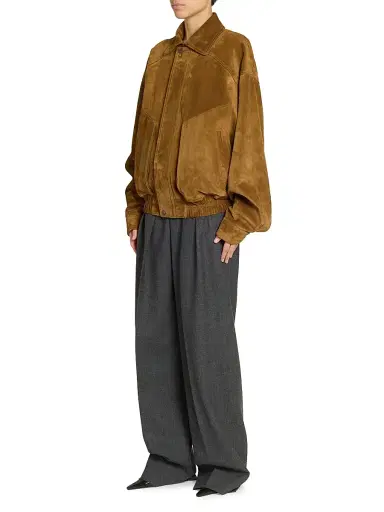 Saint Laurent Women's Bomber Jacket in Suede - Brun | Thumbnail 4 Saint Laurent Women's Bomber Jacket in Suede - Brun | Thumbnail 4