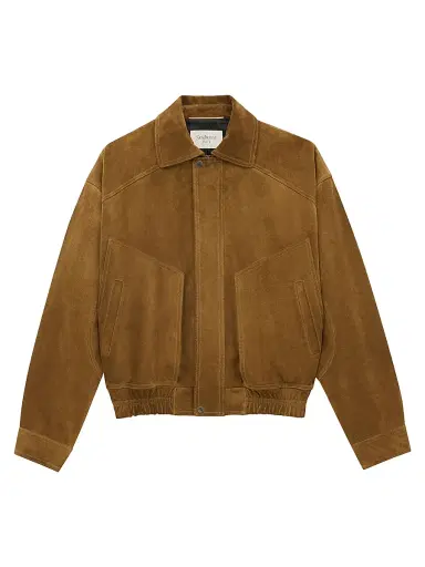Saint Laurent Women's Bomber Jacket in Suede - Brun | Thumbnail 1 Saint Laurent Women's Bomber Jacket in Suede - Brun | Thumbnail 1