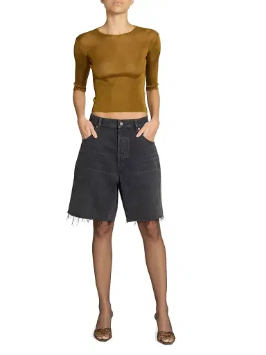 Saint Laurent Women's Bermuda Shorts in Denim - Black Vendome | Thumbnail 3 Saint Laurent Women's Bermuda Shorts in Denim - Black Vendome | Thumbnail 3